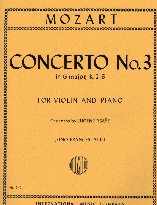 Mozart, ed. Francescatti - Concerto No. 3 in G Major, K.216 - Violin and Piano Hot on Sale