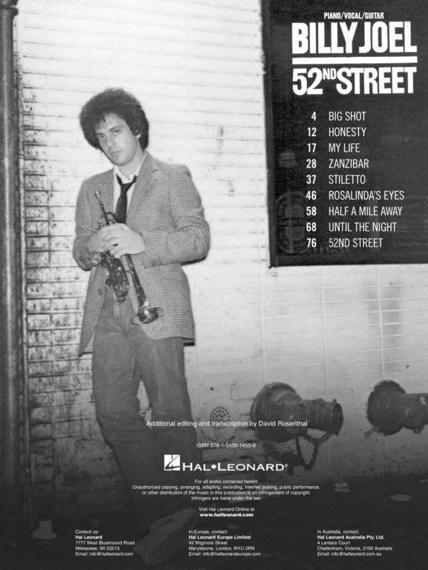 Joel, arr. Rosenthal - Billy Joel: 52nd Street - Piano, Vocal, Guitar For Discount