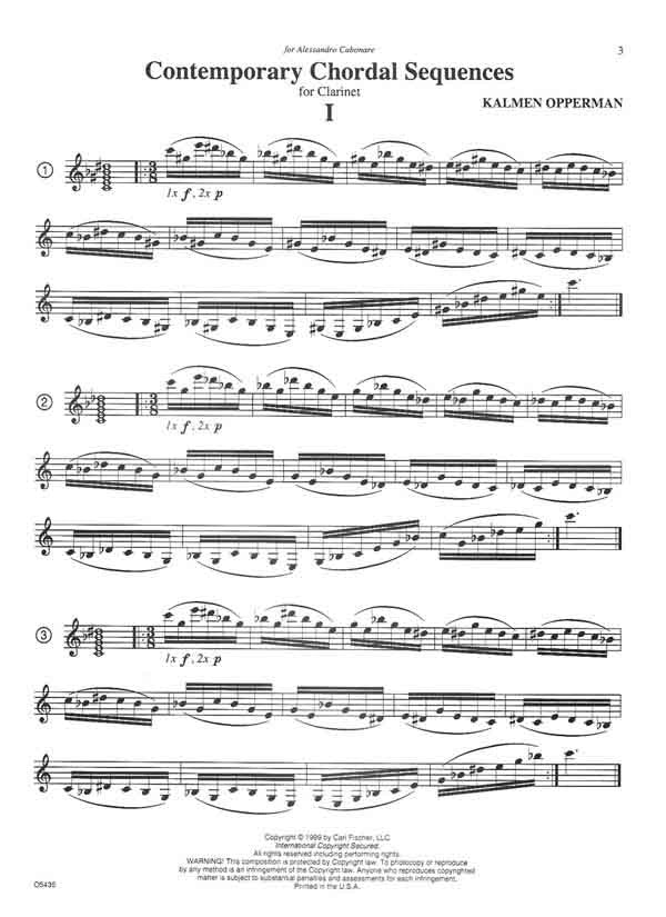 Opperman – Advanced Contemporary Chordal Sequences for Clarinet: 276 Technical Studies – Clarinet Method Sale