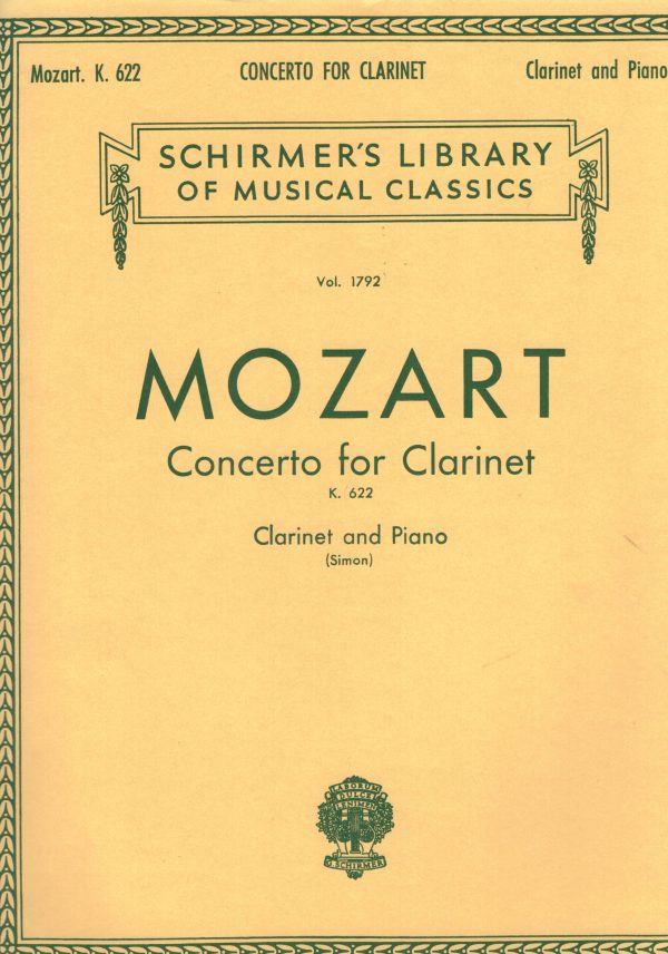 Mozart - Concerto for Clarinet, K. 622 - Clarinet in Bb and Piano on Sale