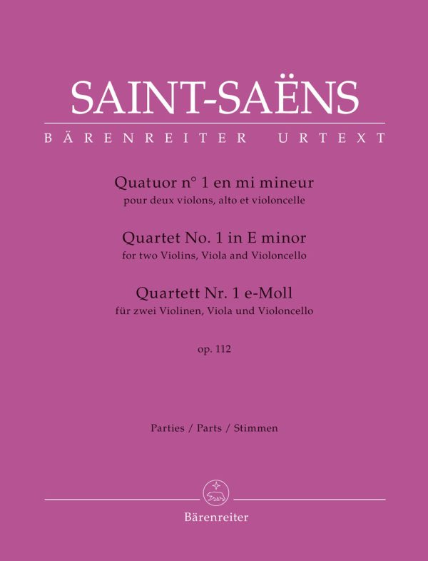 Saint-Saens, ed. Guilloux – Quartet No. 1 in E Minor, Op. 112 – String Quartet Online Hot Sale