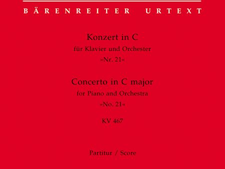 Mozart, ed. Engel Heussner - Piano Concerto No. 21 in C Major, KV. 467 - Full Score Online Sale