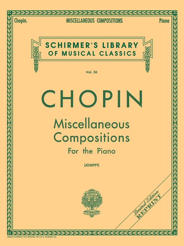 Chopin, ed. Joseffy – Miscellaneous Compositions – Piano Discount