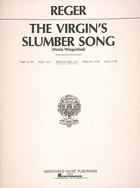 Reger - The Virgin s Slumber Song (F Major) - Medium Voice and Piano For Discount