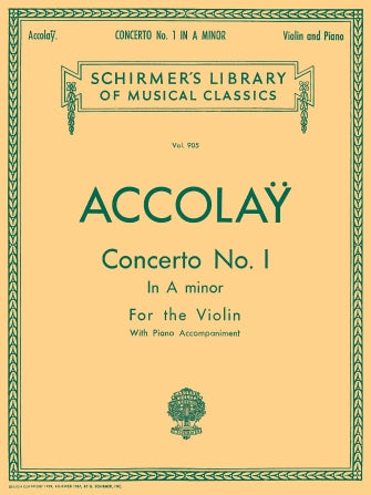 Accolay - Concerto No. 1 in A Minor - Violin and Piano Supply