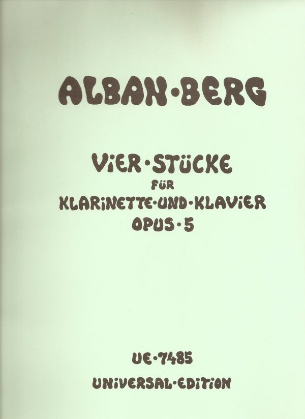 Berg - Vier Stucke fur Klarinette und Klavier Op. 5 - Clarinet and Piano Online Sale