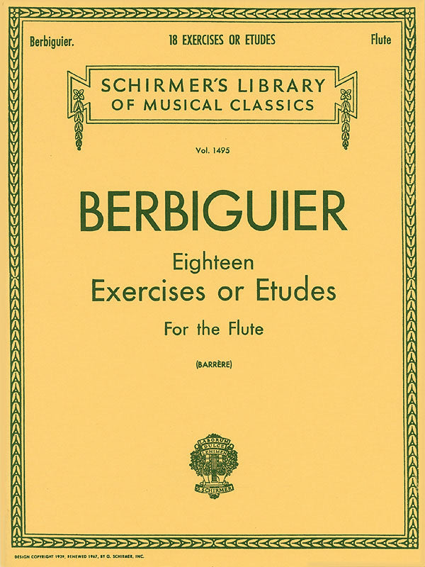 Berbiguier – Eighteen Exercises or Etudes – Flute Online Hot Sale