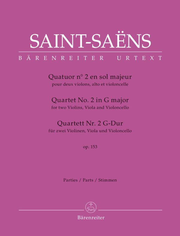 Saint-Saens, ed. Guilloux – Quartet No. 2 in G Major, Op. 153 – String Quartet Online Hot Sale