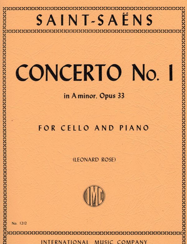 Saint-Saens, ed. Rose - Concerto No. 1 in A Minor, Op. 33 - Cello and Piano Online Hot Sale