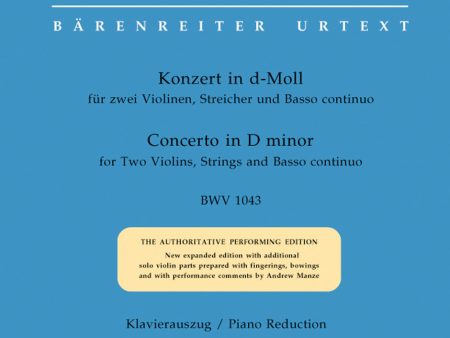 Bach - Concerto for two Violins, Strings and Basso continuo in D minor BWV 1043 - Violin Duet Discount