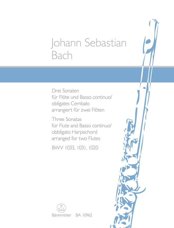 Bach - Three Sonatas for Flute and Basso continuo obbligato Harpsichord BWV 1033, 1031, 1020 - Flute Duet Online Sale